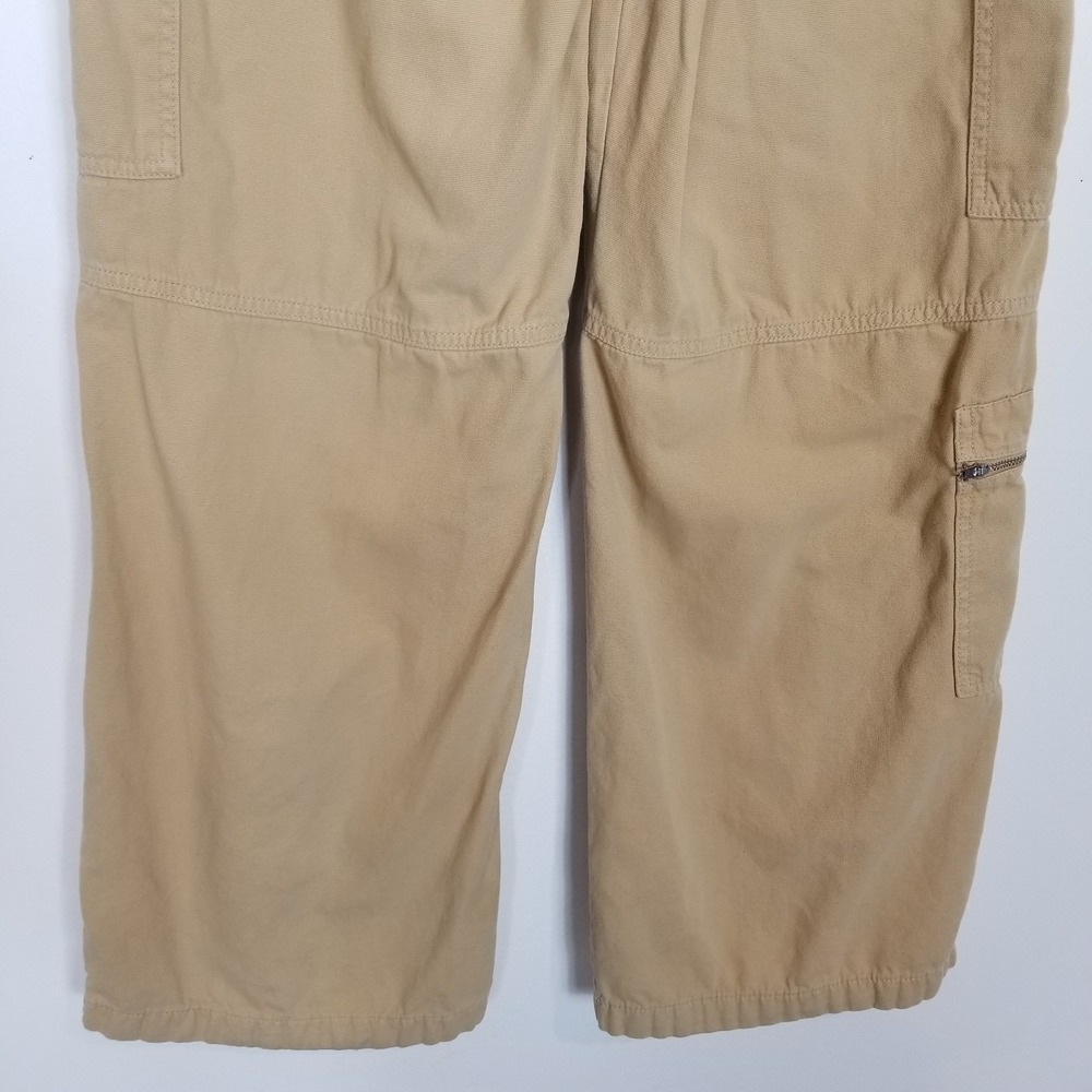 Mango Women Wide Leg Cargo Pants Sz Us 10 Khaki‎ Y2K Full Length Baggy City - Picture 6 of 8